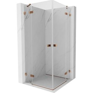 MEXEN/S Lunar Duo sprchový kout dveře křídlové 85 x 85, transparent, růžové zlato 834-085L-085P-60-00 obraz