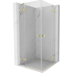 MEXEN/S Lunar Duo sprchový kout dveře křídlové 90 x 90, transparent, zlato kartáčovaná 834-090L-090P-55-00 obraz