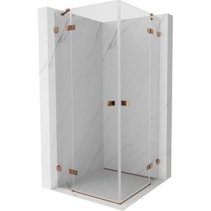 MEXEN/S Lunar Duo sprchový kout dveře křídlové 95 x 95, transparent, růžové zlato 834-095L-095P-60-00 obraz