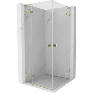 MEXEN/S Lunar L Duo sprchový kout dveře křídlové 90 x 90, transparent, zlato 834L-090L-090P-50-00 obraz