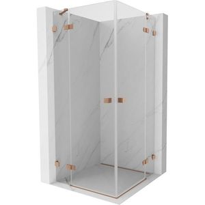 MEXEN/S Lunar Duo sprchový kout dveře křídlové 85 x 85, transparent, měď kartáčovaná 834-085L-085P-65-00 obraz