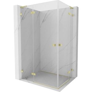 MEXEN/S Lunar L Duo sprchový kout dveře křídlové 90 x 85, transparent, zlato kartáčovaná 834L-090L-085P-55-00 obraz