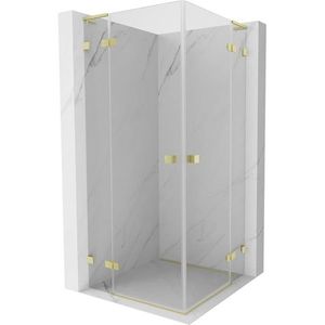 MEXEN/S Lunar L Duo sprchový kout dveře křídlové 90 x 90, transparent, zlato kartáčovaná 834L-090L-090P-55-00 obraz