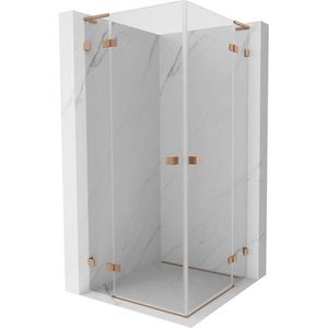 MEXEN/S Lunar L Duo sprchový kout dveře křídlové 90 x 90, transparent, měď kartáčovaná 834L-090L-090P-65-00 obraz