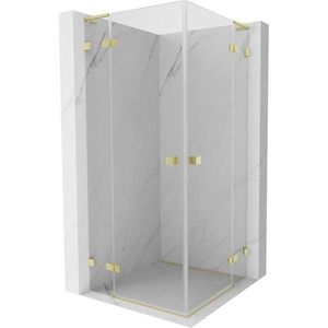 MEXEN/S Lunar L Duo sprchový kout dveře křídlové 100 x 100, transparent, zlato kartáčovaná 834L-100L-100P-55-00 obraz