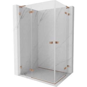MEXEN/S Lunar L Duo sprchový kout dveře křídlové 105 x 80, transparent, měď kartáčovaná 834L-105L-080P-65-00 obraz