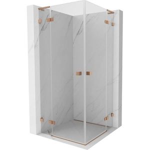 MEXEN/S Lunar L Duo sprchový kout dveře křídlové 115 x 115, transparent, měď kartáčovaná 834L-115L-115P-65-00 obraz