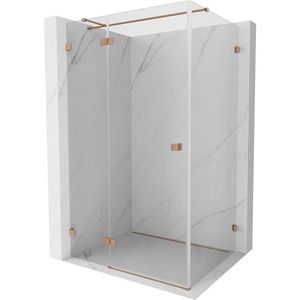 MEXEN/S Lunar T sprchový kout dveře křídlové levá 125 x 110, transparent, měď kartáčovaná 834T-125-110-65-00-L obraz