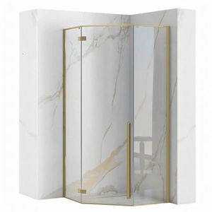 REA/S Sprchový kout DIAMOND 90x90 BRUSH GOLD Se sprchovou vaničkou Diamond black KPL-K6507 obraz