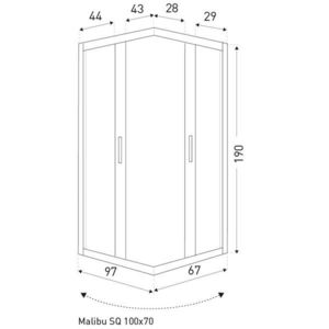 KERRA Sprchový kout Malibu SQ 100x70 (bez vaničky) 5907548123404 obraz