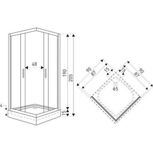 KERRA Sprchový kout Madera Str 90 SQ (s vaničkou) 5907548115331 obraz