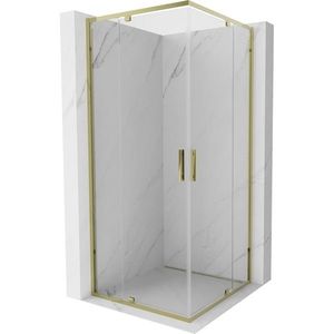 MEXEN Exo čtvercový křídlový sprchový kout 100 x 100, transparent, zlato 8110-100-100-50-00 obraz