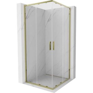 MEXEN Exo čtvercový posuvný sprchový kout 90 x 90, transparent, zlato 8111-090-090-50-00 obraz