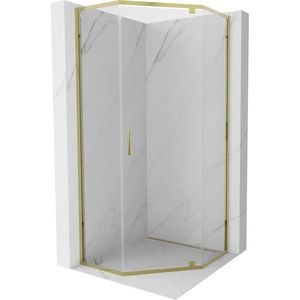 MEXEN Exo sprchová kout pětiboký křídlový 90 x 90, transparent, zlato 812-090-090-50-00 obraz