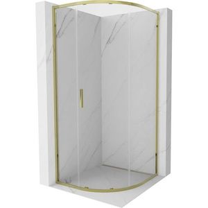 MEXEN Exo čtvrtkruhový posuvný sprchový kout 80 x 80, transparent, zlato 8131-080-080-50-00 obraz