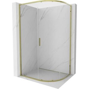 MEXEN Exo čtvrtkruhový posuvný sprchový kout 90 x 80, transparent, zlato 8131-090-080-50-00 obraz