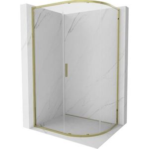 MEXEN Exo čtvrtkruhový posuvný sprchový kout 100 x 80, transparent, zlato 8131-100-080-50-00 obraz