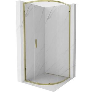 MEXEN Exo čtvrtkruhový posuvný sprchový kout 100 x 100, transparent, zlato 8131-100-100-50-00 obraz