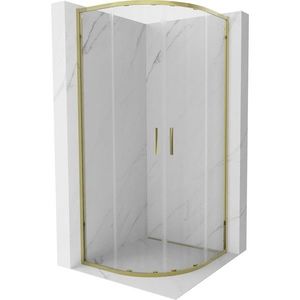 MEXEN Exo čtvrtkruhový posuvný sprchový kout 80 x 80, transparent, zlato 8132-080-080-50-00 obraz