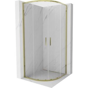 MEXEN Exo čtvrtkruhový posuvný sprchový kout 90 x 90, transparent, zlato 8132-090-090-50-00 obraz