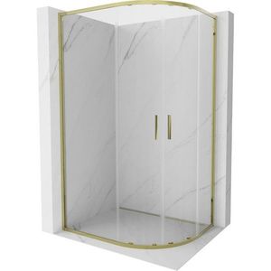 MEXEN Exo čtvrtkruhový posuvný sprchový kout 100 x 80, transparent, zlato 8132-100-080-50-00 obraz
