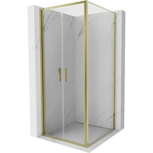 MEXEN/S Exo sprchový kout dveře křídlové 90 x 90, transparent, zlato 814-090-090-50-00 obraz