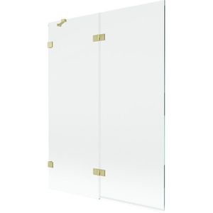 MEXEN/S Lunar vanová zástěna 2-křídlová levá 130 x 150, transparent, zlatá kartáčovaná 897-130-100-55-00-L obraz