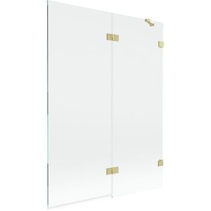 MEXEN/S Lunar vanová zástěna 2-křídlová pravá 130 x 150, transparent, zlatá kartáčovaná 897-130-100-55-00-P obraz
