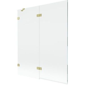 MEXEN/S Lunar vanová zástěna 2-křídlová levá 140 x 150, transparent, zlatá kartáčovaná 897-140-100-55-00-L obraz