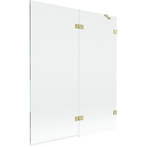 MEXEN/S Lunar vanová zástěna 2-křídlová pravá 140 x 150, transparent, zlatá kartáčovaná 897-140-100-55-00-P obraz