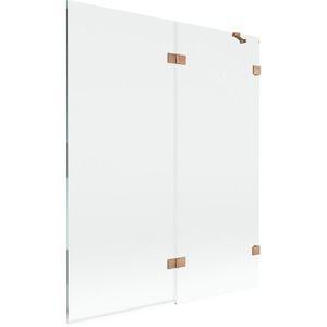 MEXEN/S Lunar vanová zástěna 2-křídlová pravá 140 x 150, transparent, měď kartáčovaná 897-140-100-65-00-P obraz