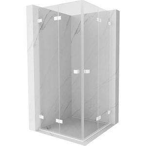 MEXEN/S Lunar-F Duo sprchový kout skládací dveře 95 x 95, transparent, bílá 836-095L-095P-20-00 obraz