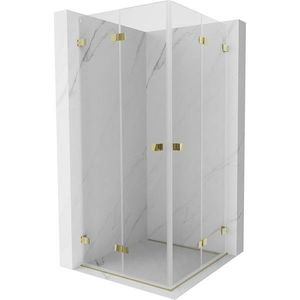 MEXEN/S Lunar-F Duo sprchový kout skládací dveře 95 x 95, transparent, zlato 836-095L-095P-50-00 obraz