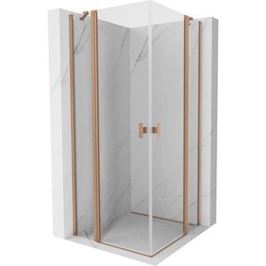 MEXEN/S Mist Duo sprchový kout dveře křídlové 80 x 80, transparent, měď kartáčovaná 8A4-080-080-65-00 obraz