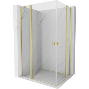 MEXEN/S Mist Duo sprchový kout dveře křídlové 90 x 85, transparent, zlato kartáčovaná 8A4-090-085-55-00 obraz