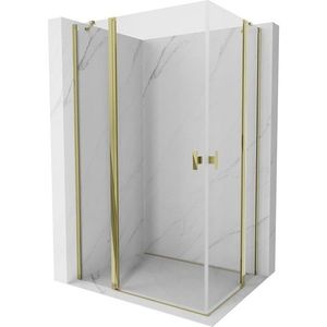 MEXEN/S Mist Duo sprchový kout dveře křídlové 95 x 80, transparent, zlato 8A4-095-080-50-00 obraz