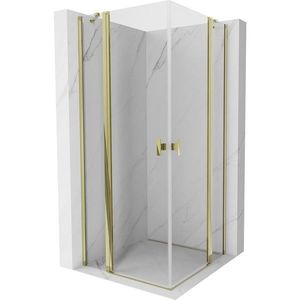 MEXEN/S Mist Duo sprchový kout dveře křídlové 95 x 95, transparent, zlato 8A4-095-095-50-00 obraz