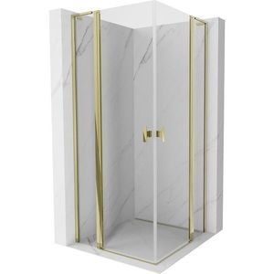 MEXEN/S Mist L Duo sprchový kout dveře křídlové 90 x 90, transparent, zlato 8A4L-090-090-50-00 obraz