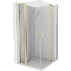 MEXEN/S Mist L Duo sprchový kout dveře křídlové 90 x 90, transparent, zlato kartáčovaná 8A4L-090-090-55-00 obraz