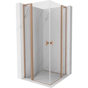 MEXEN/S Mist L Duo sprchový kout dveře křídlové 90 x 90, transparent, měď kartáčovaná 8A4L-090-090-65-00 obraz