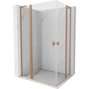 MEXEN/S Mist L Duo sprchový kout dveře křídlové 115 x 90, transparent, měď kartáčovaná 8A4L-115-090-65-00 obraz
