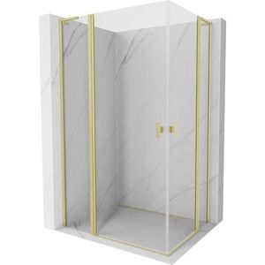 MEXEN/S Mist L Duo sprchový kout dveře křídlové 115 x 100, transparent, zlato kartáčovaná 8A4L-115-100-55-00 obraz