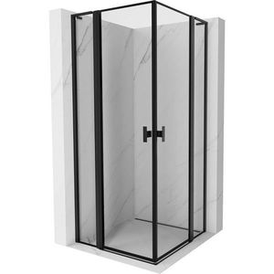 MEXEN/S Mist L Duo sprchový kout dveře křídlové 115 x 115, černý okraj, černá 8A4L-115L-115P-70-70 obraz
