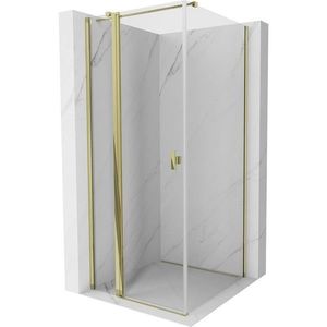 MEXEN/S Mist T sprchový kout dveře křídlové 75 x 75, transparent, zlato 8A4T-075-075-50-00 obraz