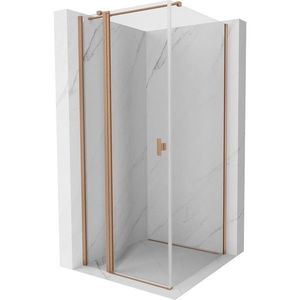 MEXEN/S Mist T sprchový kout dveře křídlové 95 x 95, transparent, měď kartáčovaná 8A4T-095-095-65-00 obraz