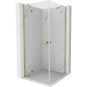 MEXEN/S Mist H Duo sprchový kout dveře křídlové 80 x 80, transparent, zlato 8A5-080L-080P-50-00 obraz