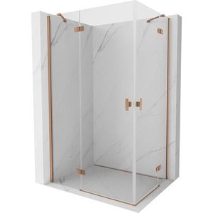 MEXEN/S Mist H Duo sprchový kout dveře křídlové 100 x 95, transparent, měď kartáčovaná 8A5-100L-095P-65-00 obraz