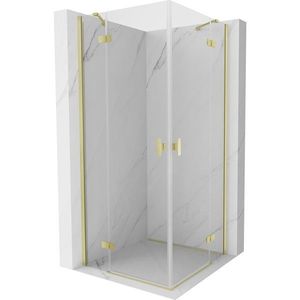 MEXEN/S Mist H Duo sprchový kout dveře křídlové 100 x 100, transparent, zlato kartáčovaná 8A5-100L-100P-55-00 obraz