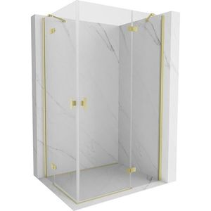 MEXEN/S Mist H Duo sprchový kout dveře křídlové 100 x 105, transparent, zlato kartáčovaná 8A5-100L-105P-55-00 obraz