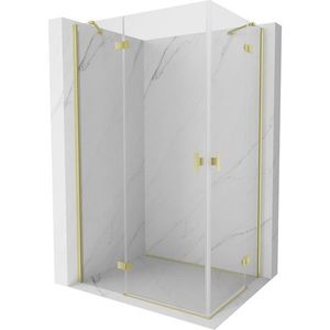 MEXEN/S Mist H Duo sprchový kout dveře křídlové 105 x 100, transparent, zlato kartáčovaná 8A5-105L-100P-55-00 obraz